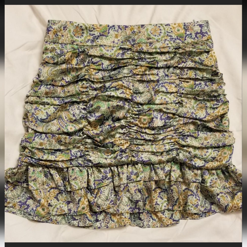 Zara - Satin Gathered Ruffle Skirt - XS